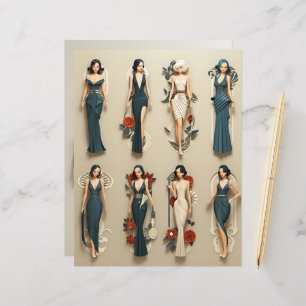 Art Deco Paper Dolls Scrapbook Paper