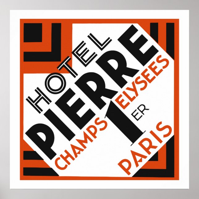 Art Deco Paris French hotel label remake Poster (Front)