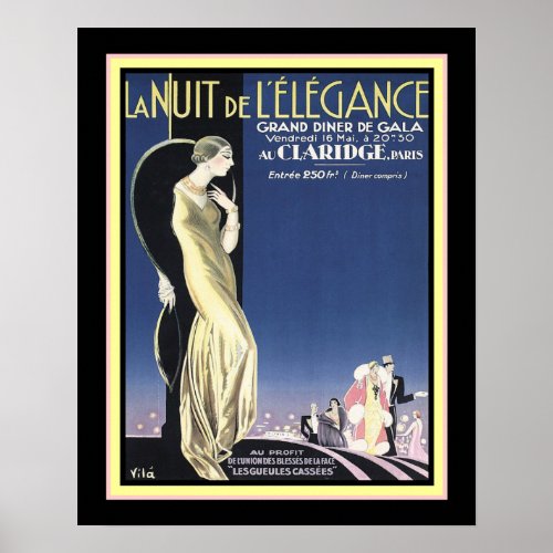 Art Deco Paris Gala Night of Elegance  16x20 Poster