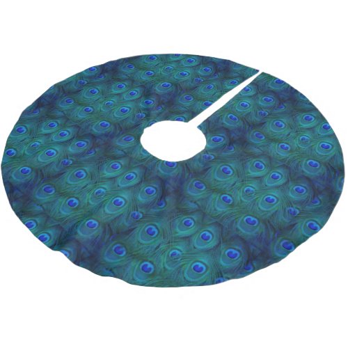 Art Deco  Parisian Teal Green Peacock Feather Brushed Polyester Tree Skirt