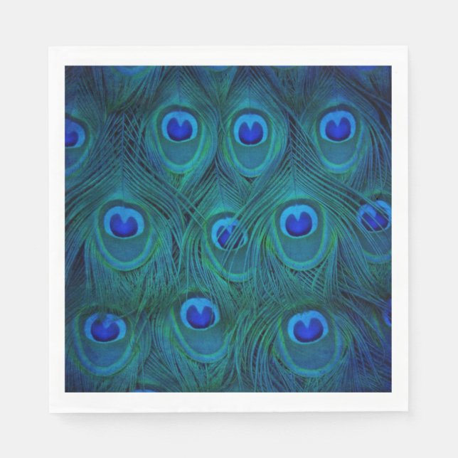 Art Deco  Parisian Teal Green Peacock Feather Napkins (Front)
