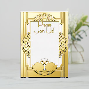 Art Deco Parisian Vintage Swans Foil Invitation