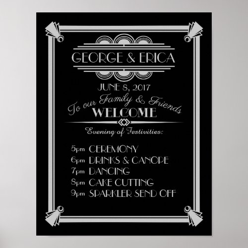 Art Deco party day event planner order of service Poster