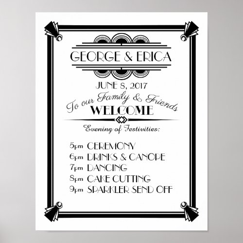 Art Deco party day event planner order of service Poster