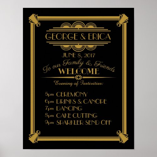 Art Deco party day event planner order of service Poster