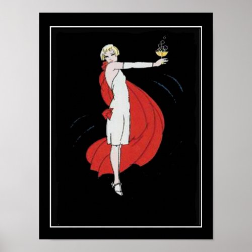 Art Deco Party Girl Vintage Poster