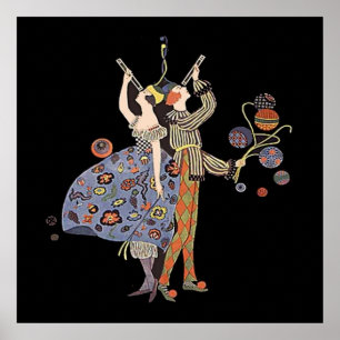 Art Deco Party Guests Celebration Poster