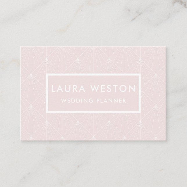 Art Deco Pastel Pink Modern Elegant Business Card (Front)