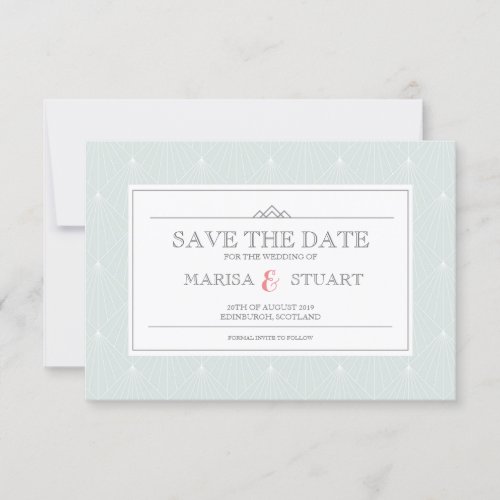 Art Deco Pastel Wedding Save the Date Invite Card