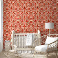 Art Deco Pattern 01 - Dali's Red on Off-White