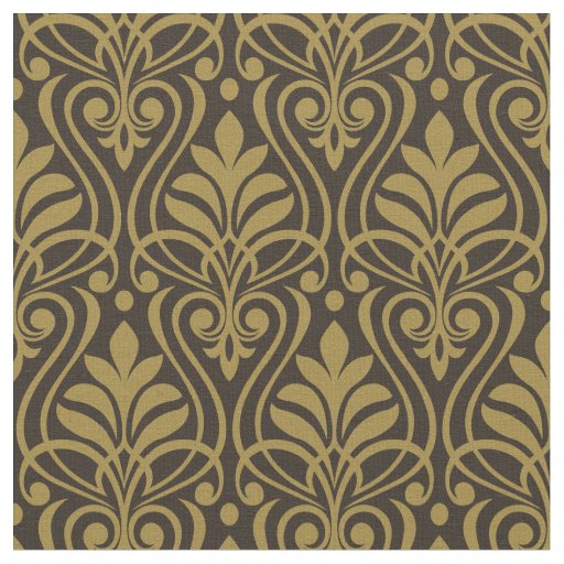 Art Deco Pattern 01 - Deco Gold on Deco Black Fabric