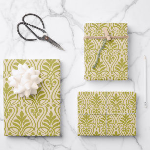 Art Deco Pattern 01 - Deco Gold on Off-White Wrapping Paper Sheets