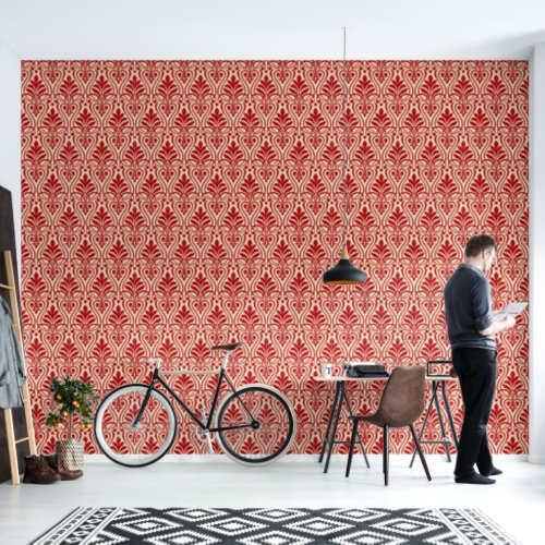 Art Deco Pattern 01 _ Escher Red on Off_White Wallpaper