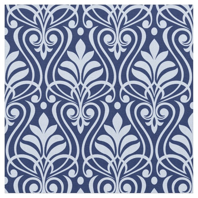 Art Deco Pattern 01 - Lavender Blue on Dark Blue Fabric (Close Up)