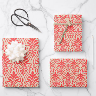 Art Deco Pattern 01 - Light Red on Off-White Wrapping Paper Sheets