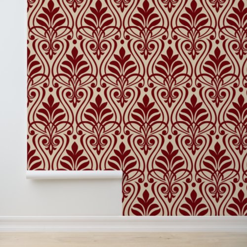 Art Deco Pattern 01 _ Midnight Red on Off_White Wallpaper