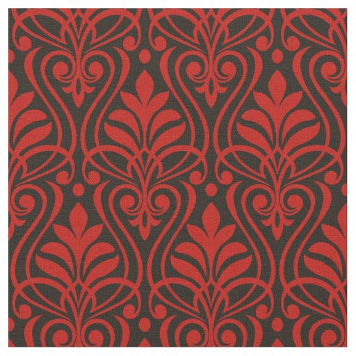 Art Deco Pattern 01 - Milano Red on Black Fabric