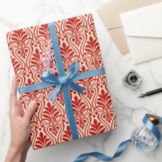 Art Deco Pattern 01 - Milano Red on Off-White Wrapping Paper