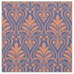 Art Deco Pattern 01 - Orange on Prussian Blue Fabric