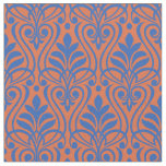 Art Deco Pattern 01 - Prussian Blue on Orange Fabric