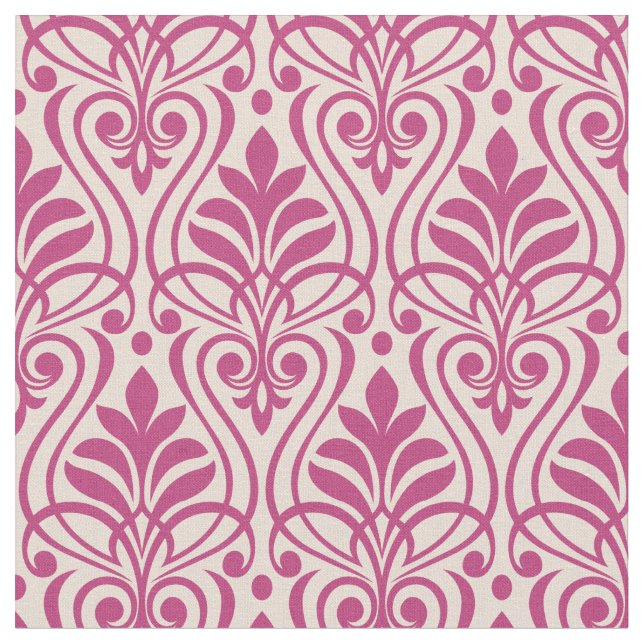 Art Deco Pattern 01 - Raspberry Pink on Light Pink Fabric (Close Up)