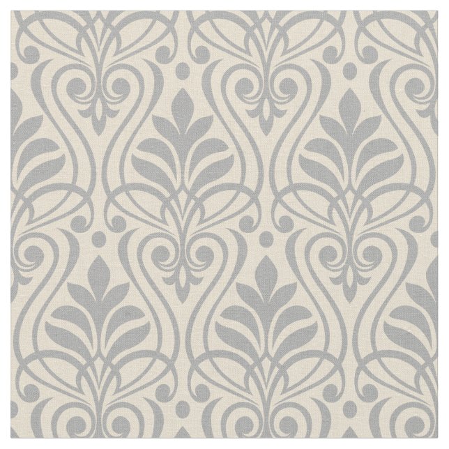 Art Deco Pattern 01 - Spanish Gray on Off-White Fabric (Close Up)