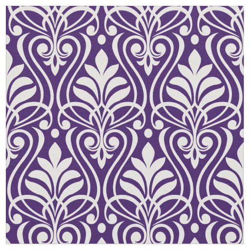 Art Deco Pattern 01 - White on Cadbury Purple Fabric