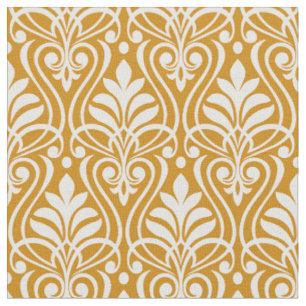 Art Deco Pattern 01 - White on Deco Gold 2 Fabric