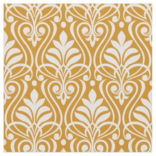 Art Deco Pattern 01 - White on Deco Gold 2 Fabric
