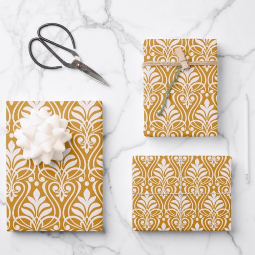 Art Deco Pattern 01 _ White on Deco Gold 2 Wrapping Paper Sheets