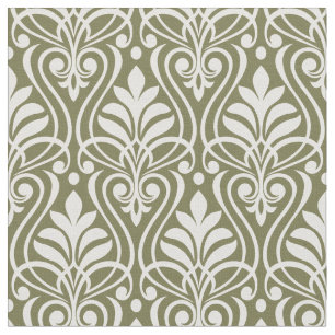 Art Deco Pattern 01 - White on Green Fabric