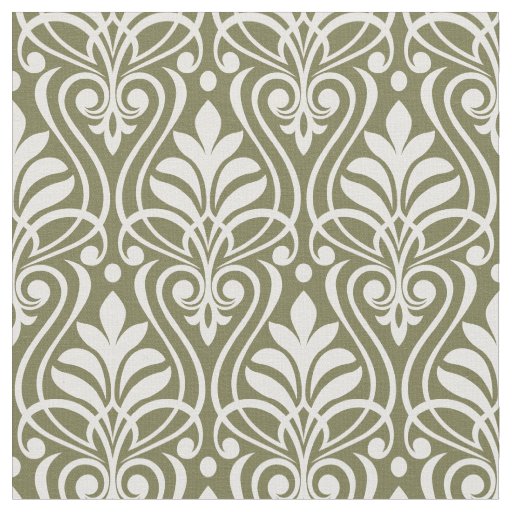 Art Deco Pattern 01 - White on Green Fabric