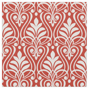Art Deco Pattern 01 - White on Persian Red Fabric