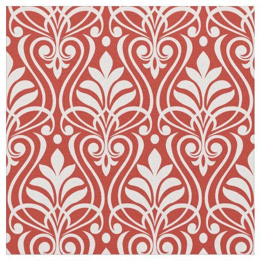 Art Deco Pattern 01 - White on Persian Red Fabric