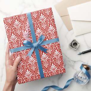 Art Deco Pattern 01 - White on Persian Red Wrapping Paper