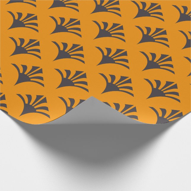 Art Deco Pattern 02 - Deco Black on Vivid Gamboge Wrapping Paper (Corner)