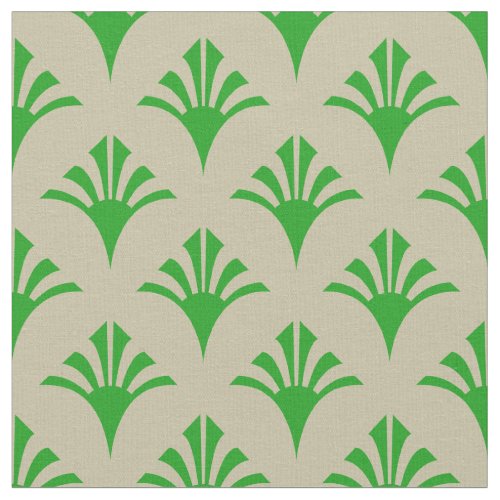 Art Deco Pattern 02 _ Forest Green on Off_White Fabric