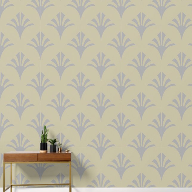 Art Deco Pattern 02 - Spanish Gray on Off-White Wallpaper (Hallway)