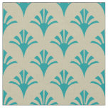 Art Deco Pattern 02 - Teal on Off-White Fabric