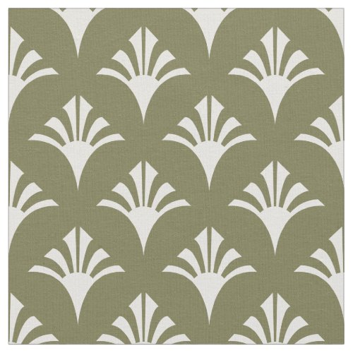 Art Deco Pattern 02 _ White on Camouflage Green Fabric