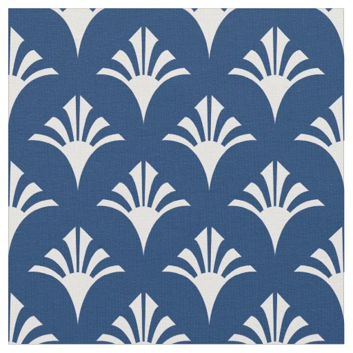 Art Deco Pattern 02 - White on Dark Azure Fabric