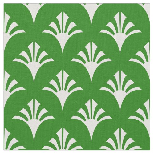 Art Deco Pattern 02 _ White on Forest Green Fabric