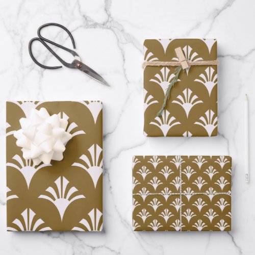 Art Deco Pattern 02 _ White on Gold Fusion Wrapping Paper Sheets