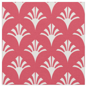 Art Deco Pattern 02 - White on Paradise Pink Fabric