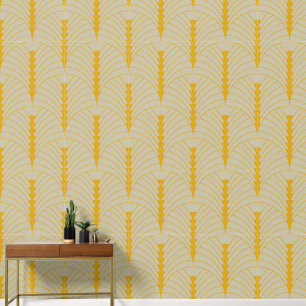 Art Deco Pattern 03 - Deco Gold 2 on Off-White Wallpaper