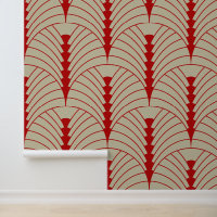 Art Deco Pattern 03 - Escher Red on Off-White