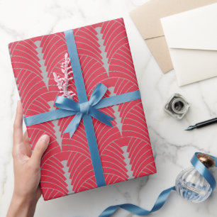 Art Deco Pattern 03 - Spanish Gray on Pink Wrapping Paper
