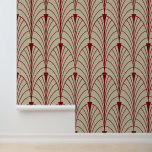 Art Deco Pattern 04 - Midnight Red on Off-White Wallpaper<br><div class="desc">Art Deco Pattern 04 - Midnight Red on Off-White</div>