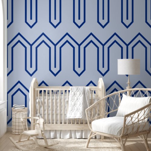 Art Deco Pattern 05 _ Dark Blue on Lavender Blue Wallpaper