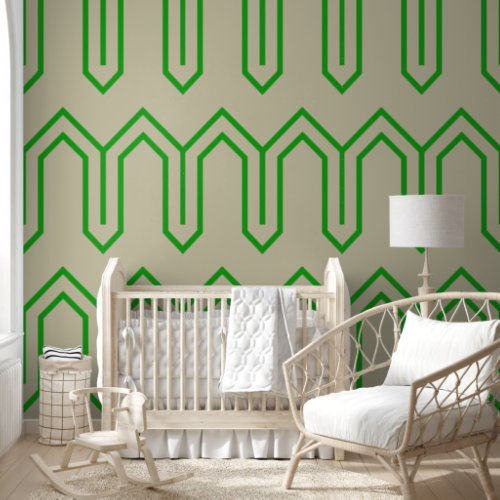 Art Deco Pattern 05 _ Forest Green on Off_White Wallpaper